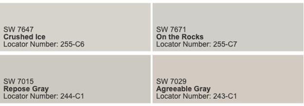 Go-To Interior White Paint Colors + Hues Blog - common light gray paint colors
